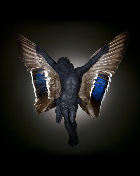 carbon Jesus with wings ceramic sculpture  sculpture - €5200 | Shop now & buy direct from the artists studio - Distil Ennui ™ est.1990.