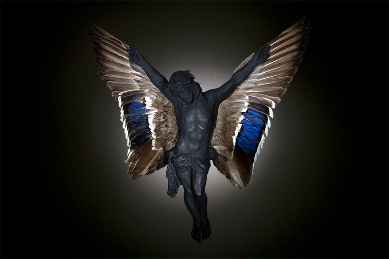 Carbon black Jesus with wings, limited edition Giclée print  photographic print - €295 | Shop now & buy direct from the artists studio - Distil Ennui ™ est.1990.