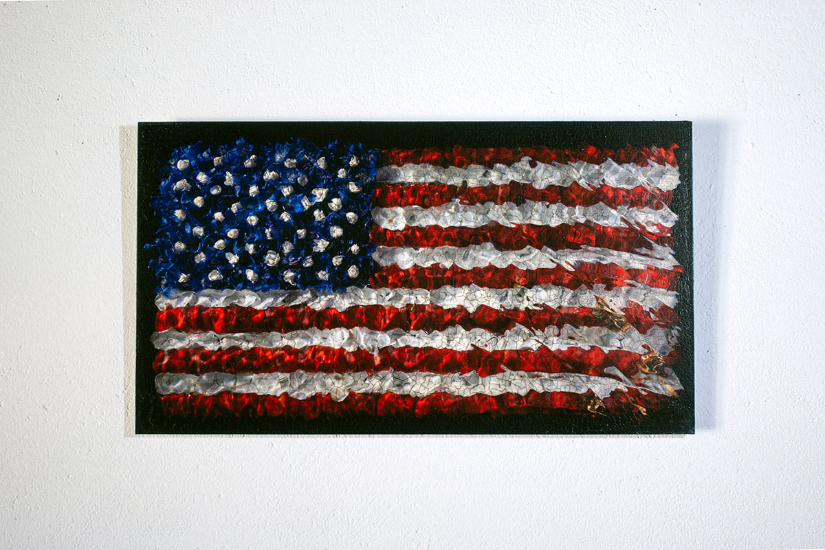 Aged American Flag In Flower Petals No. 0107  photographic print - €2100 | Shop now & buy direct from the artists studio - Distil Ennui ™ est.1990.