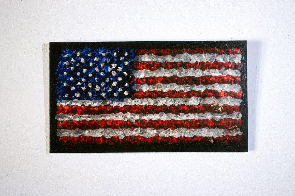 Aged American Flag In Flower Petals No. 0110  photographic print - €2100 | Shop now & buy direct from the artists studio - Distil Ennui ™ est.1990.