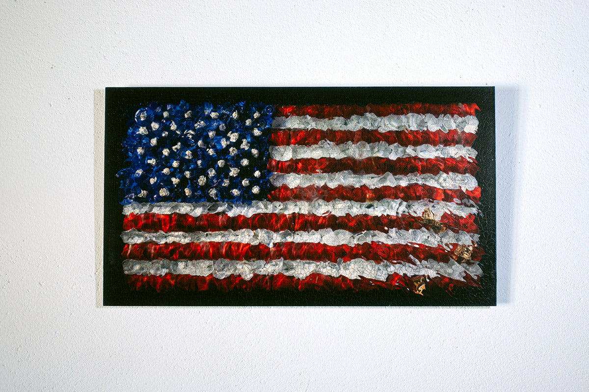 Aged American Flag In Flower Petals No. 0111  photographic print - €2100 | Shop now & buy direct from the artists studio - Distil Ennui ™ est.1990.