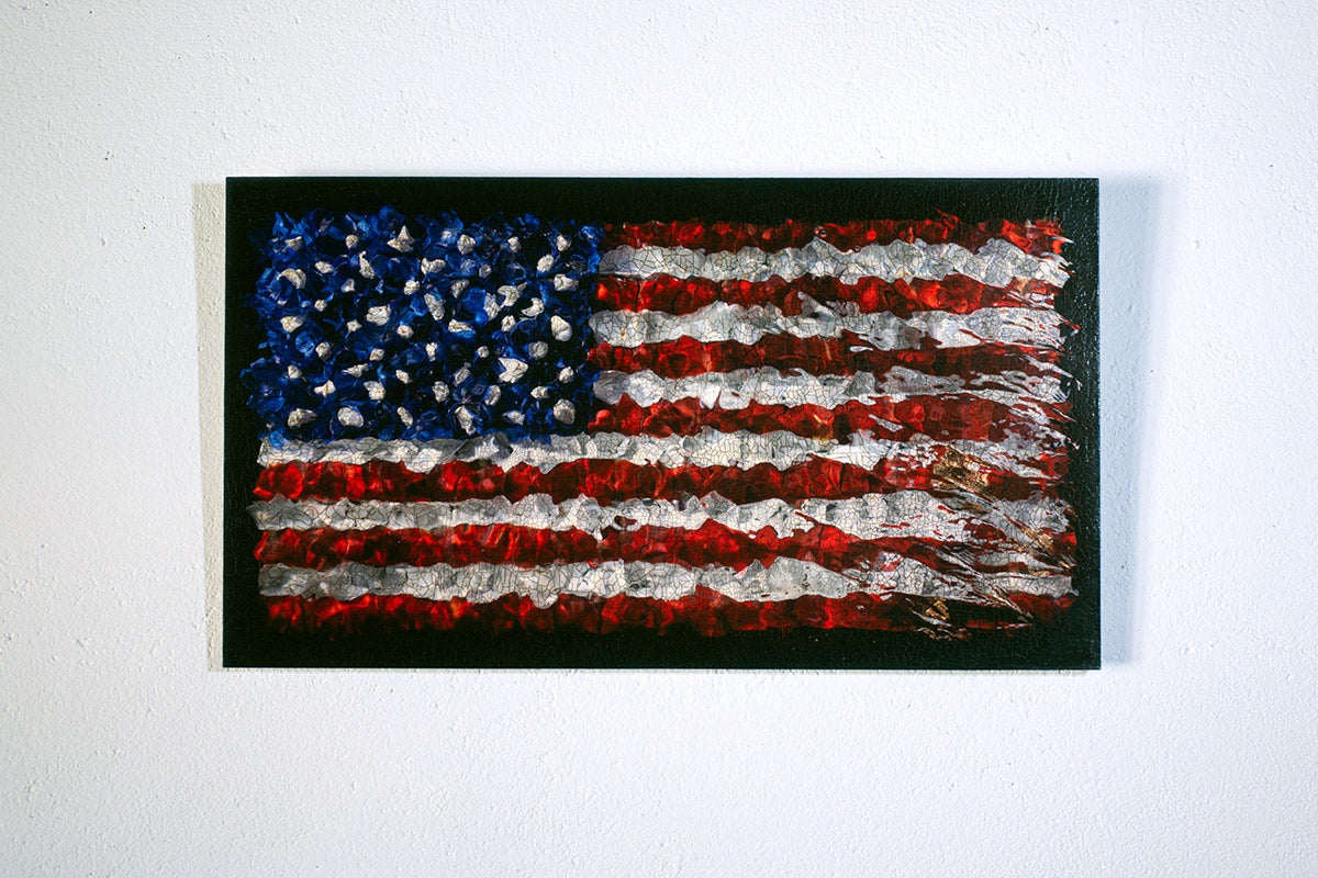 Aged American Flag In Flower Petals No. 0180  photographic print - €2100 | Shop now & buy direct from the artists studio - Distil Ennui ™ est.1990.