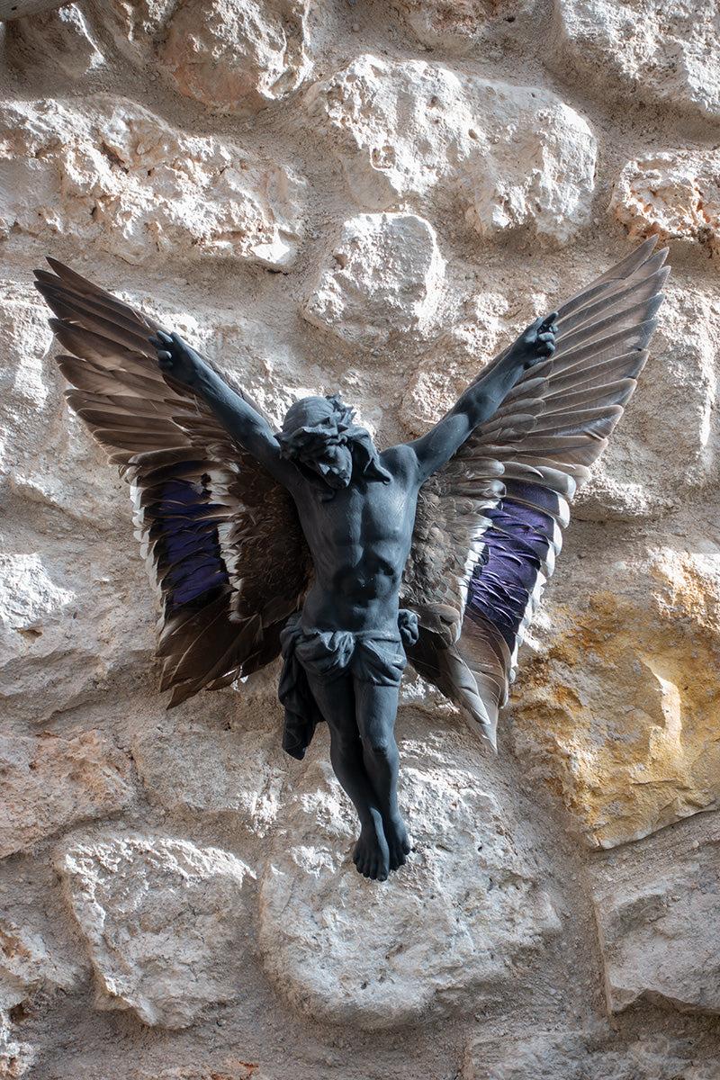 carbon Jesus with wings ceramic sculpture  sculpture - €5200 | Shop now & buy direct from the artists studio - Distil Ennui ™ est.1990.