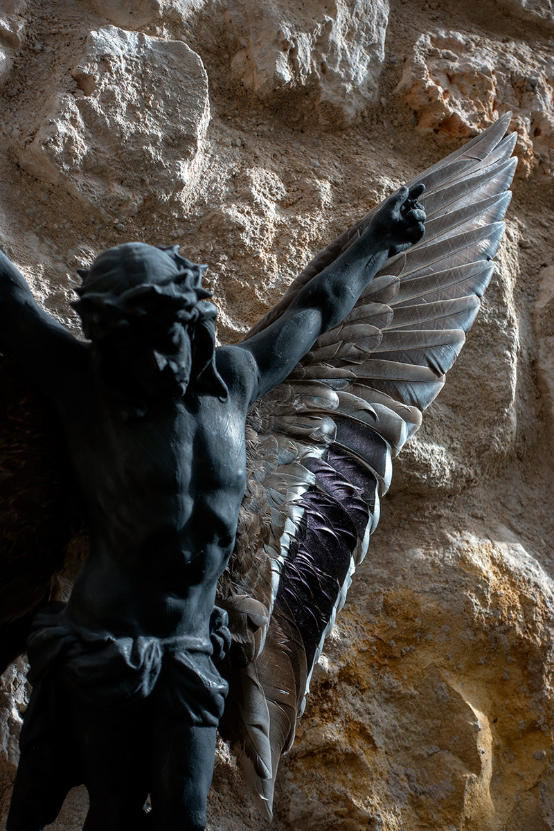 carbon Jesus with wings ceramic sculpture  sculpture - €5200 | Shop now & buy direct from the artists studio - Distil Ennui ™ est.1990.