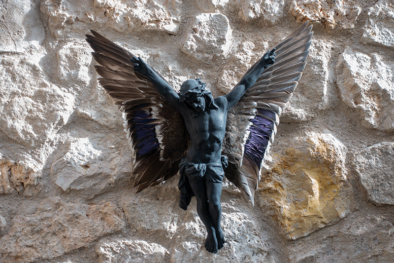 carbon Jesus with wings ceramic sculpture  sculpture - €5200 | Shop now & buy direct from the artists studio - Distil Ennui ™ est.1990.