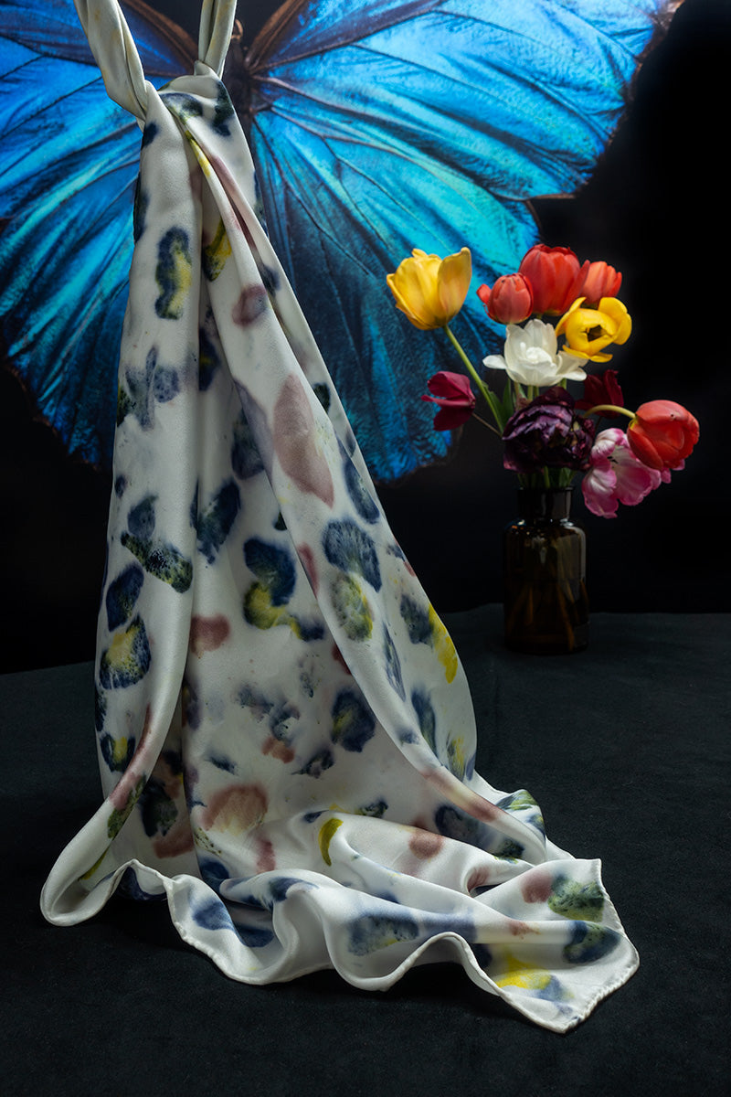 Naturally printed sunset poppies silk scarf   - €95 | Shop now & buy direct from the artists studio - Distil Ennui ™ est.1990.