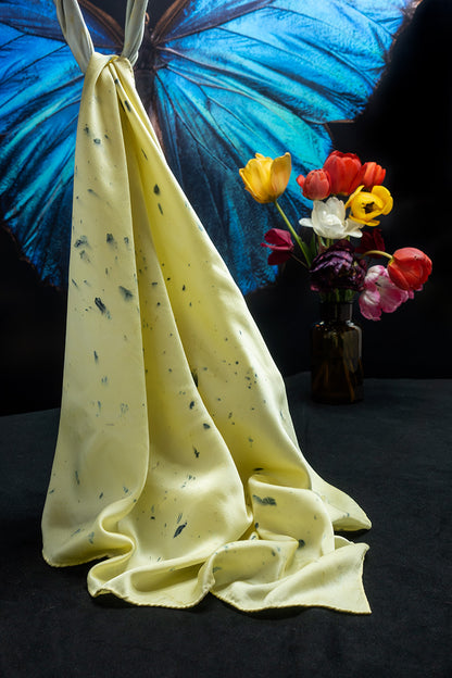 Naturally printed lemon polka dot silk scarf   - €95 | Shop now & buy direct from the artists studio - Distil Ennui ™ est.1990.