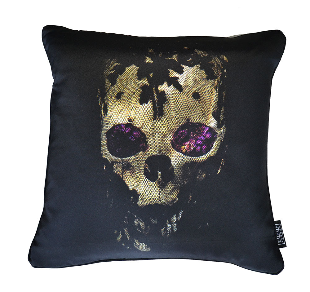 Underwater Skull With Flowers Silk Cushion   - €190 | Shop now & buy direct from the artists studio - Distil Ennui ™ est.1990.