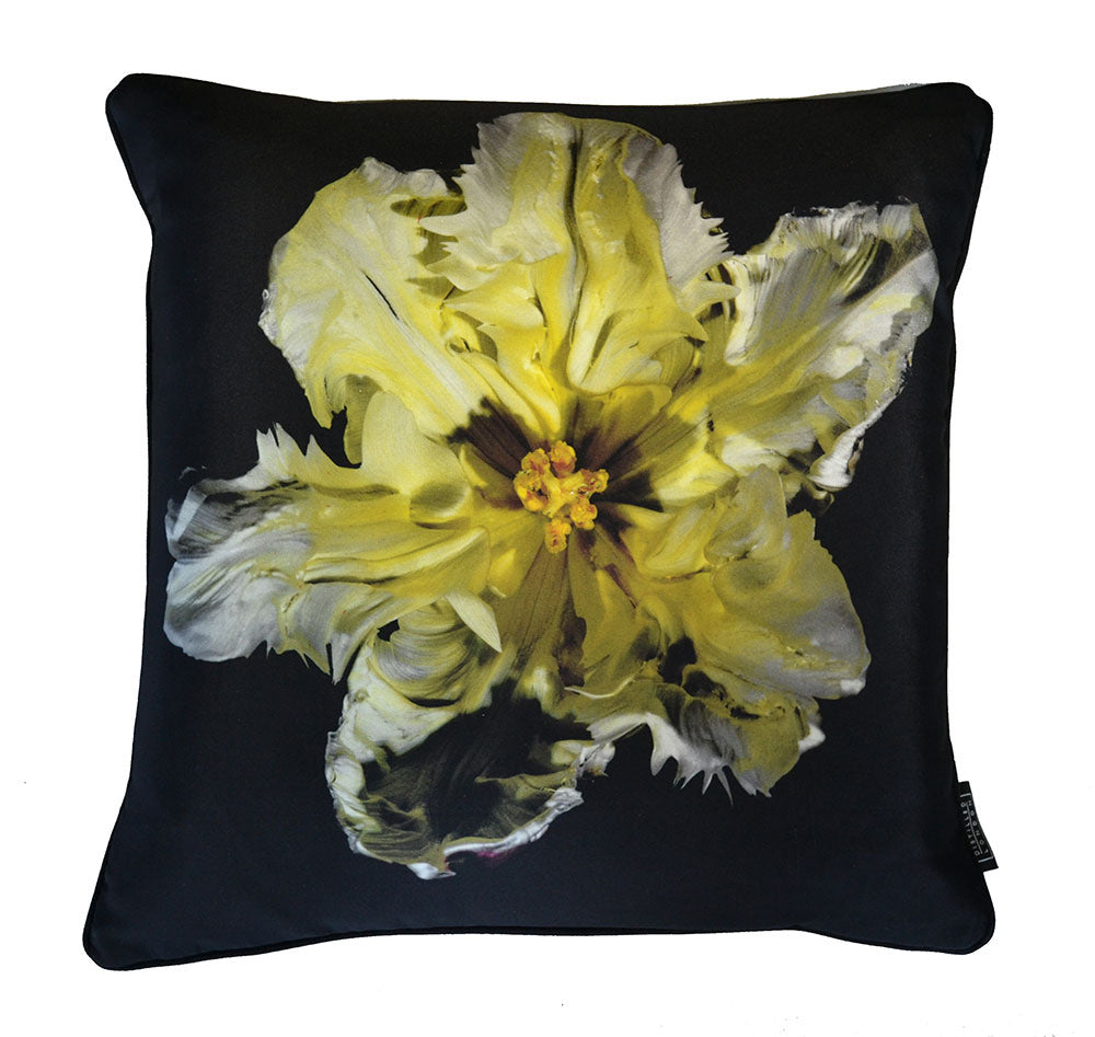 Yellow Parrot Tulip Silk Cushion   - €190 | Shop now & buy direct from the artists studio - Distil Ennui ™ est.1990.