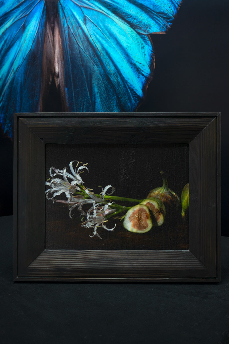 Underwater vanitas 'Figs' unique photographic print in a Shou Sugi Ban frame