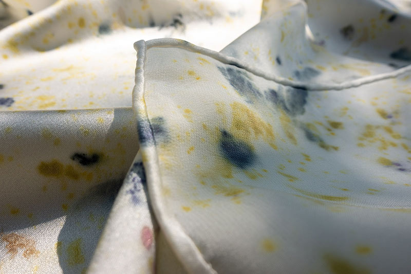 Naturally printed gold blue floral abstract silk scarf   - €95 | Shop now & buy direct from the artists studio - Distil Ennui ™ est.1990.