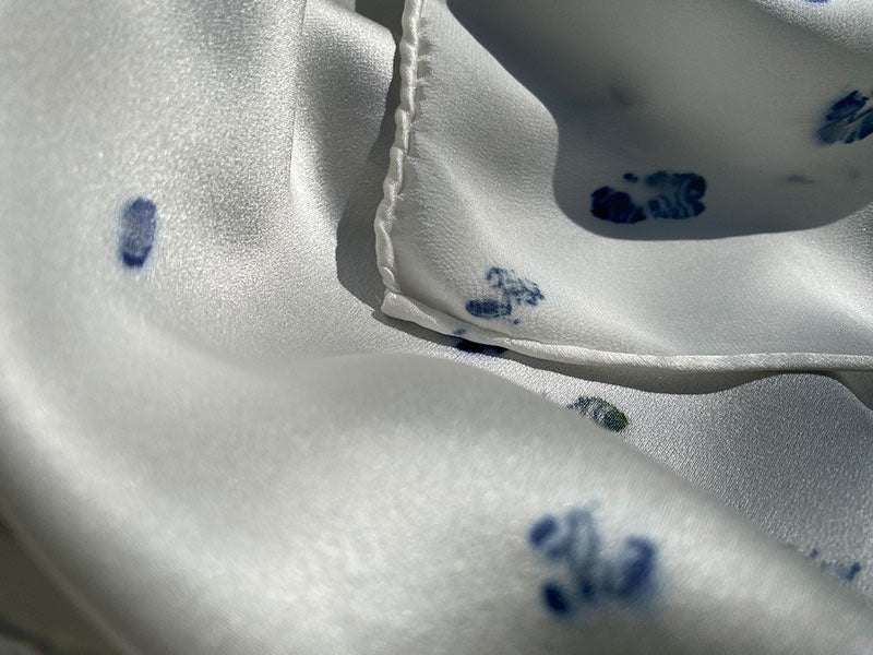 Naturally printed bright blue polka dot silk scarf   - €95 | Shop now & buy direct from the artists studio - Distil Ennui ™ est.1990.