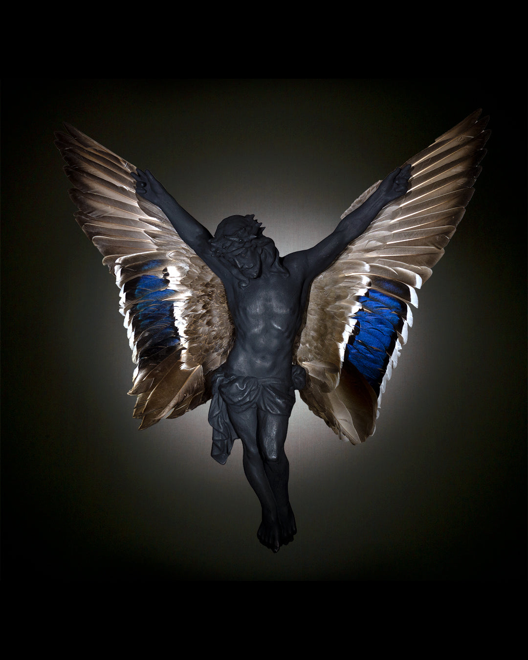 carbon Jesus with wings ceramic sculpture  sculpture - €5200 | Shop now & buy direct from the artists studio - Distil Ennui ™ est.1990.